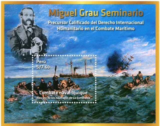 MIGUEL GRAU, ARTURO PRAT Y LOS NÁUFRAGOS CHILENOS EN EL COMBATE DE IQUIQUE DEL 21 DE MAYO DE 1879